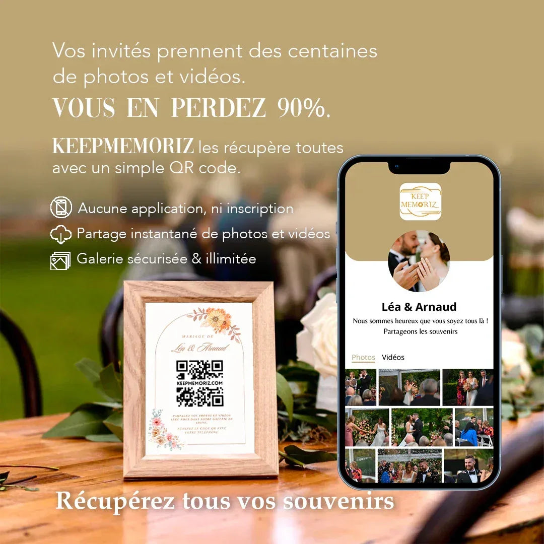 Galerie Photo et vidéo QR Code - Collectez les Photos et vidéos de vos Invités - Keep memoriz