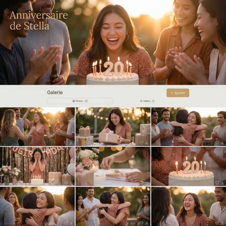 Galerie photo anniversaire – album partagé en temps réel