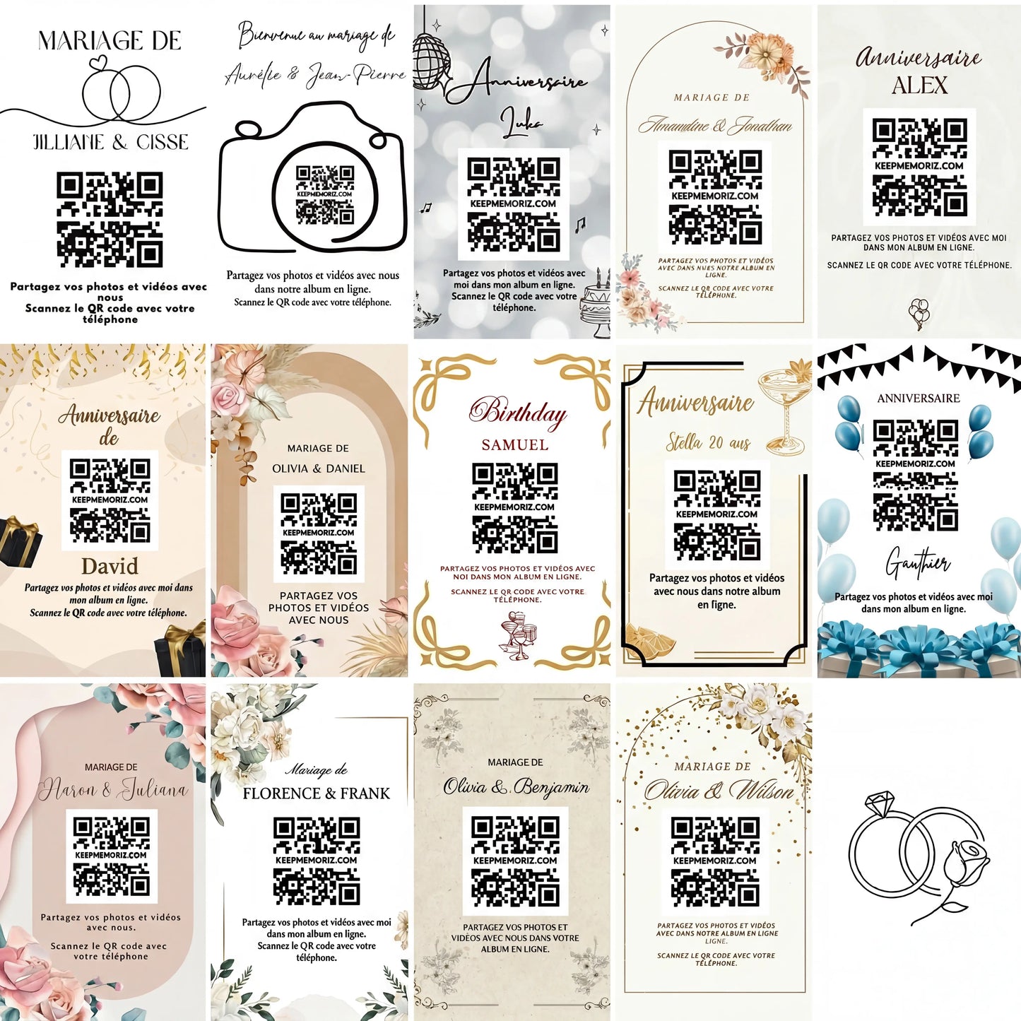 QR Code Mariage et Anniversaire — Galerie Photo Vidéo Collaborative | Sans Application